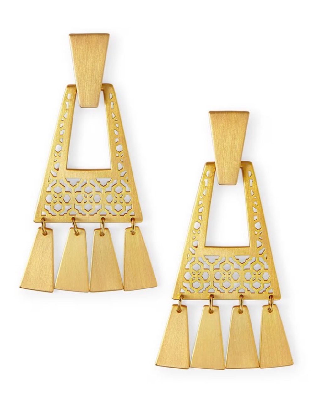 Kendra Scott Gold Filigree Triangle Drop Earrings